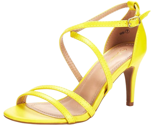 Amazon.com | DREAM PAIRS Women's Gigi Yellow Pu Fashion Stilettos Open Toe Pump Heeled Sandals Size 9 B(M) US | Heeled Sandals