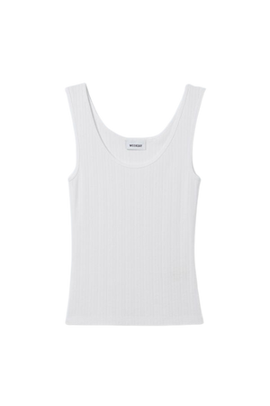 Fitted Pointelle Tank Top - White - Weekday WW