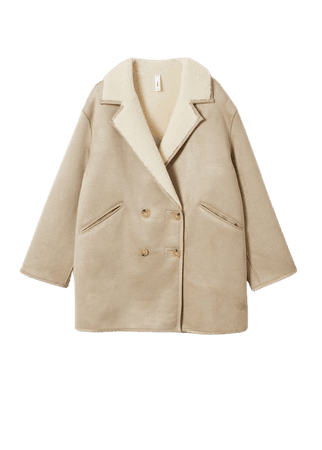 Faux shearling-lined lapel coat - Women | Mango USA