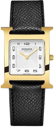 Shop HERMÈS Heure H 30MM Goldplated Stainless Steel & Leather Strap Watch | Saks Fifth Avenue