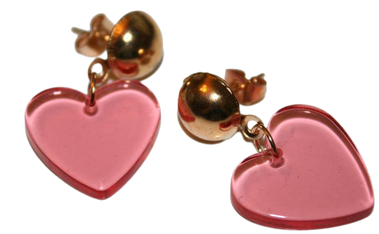 Sweet Little Pink Heart Earrings clear acrylic pink heart | Etsy
