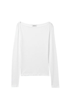 Boatneck Fitted Long Sleeve Top - White - Weekday WW