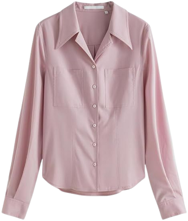 Amazon.com: Women's Double Pocket Straight Blouse Pink Spring Notched Neck Shirt Top : Sports & Outdoors