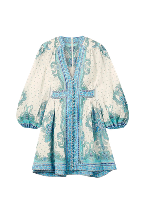 Blue Bells paisley-print linen mini dress | Zimmermann | NET-A-PORTER