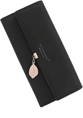 Amazon.com: CALIYO Wallets for Women, PU Leather Leaf Women Wallet Large Capacity Pendant Card Holder Phone Checkbook，Wallets Women Coins Zipper Pocket with ID Window,Black : Clothing, Shoes & Jewelry