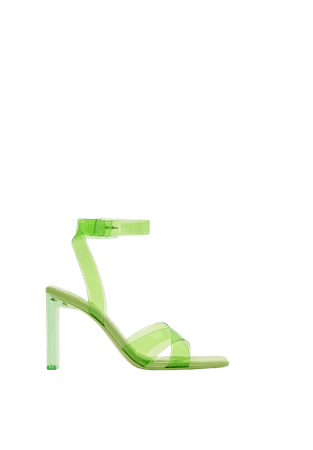Vinyl sandals with methacrylate heels - Shoes - Woman | Bershka
