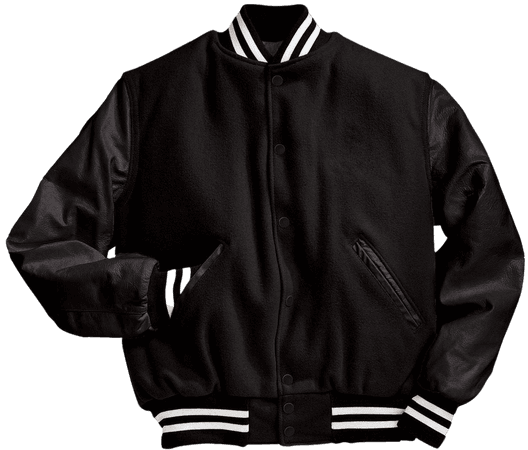 black letterman bomber jacket