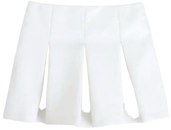 Rigash_ White Pleated Leather Skirt