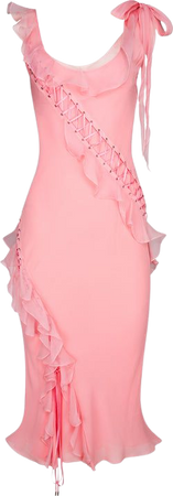 Christian Dior Spring 2004 Silk Chiffon Ruffle Gown | EL CYCER