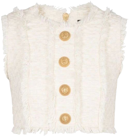 Balmain Tweed Cropped Top - Farfetch