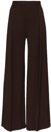 Bottega Veneta, Brown pleated wide-leg trousers