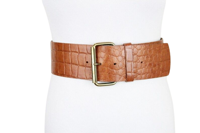 Vintage Faux Croc Textured Leather Belt tan brown XS/S Caramel Brown - Etsy