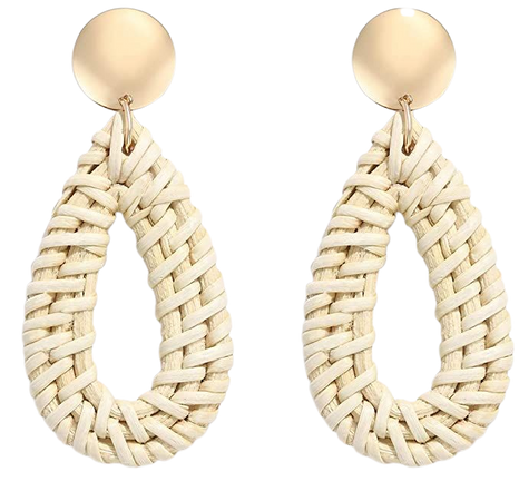 Amazon.com: Rattan Earrings for Women Girls Handmade Lightweight Wicker Straw Stud Earrings Statement Weaving Braid Drop Dangle Earring (light Teardrop): Clothing, Shoes & Jewelry