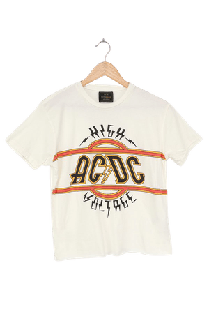 Retro Brands AC/DC Tee - Off White Graphic Tee - Short Sleeve Top