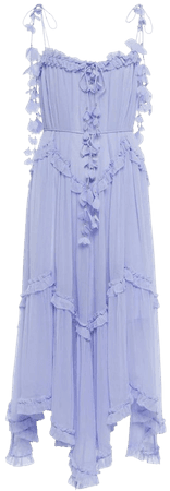 ZIMMERMANN Tasseled asymmetric midi dress