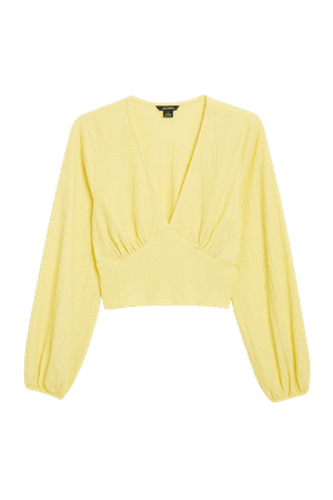 Deep v-neck blouse - Yellow - Shirts & Blouses - Monki WW
