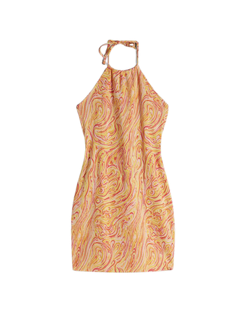 Jacquard halter mini dress - New - Woman | Bershka