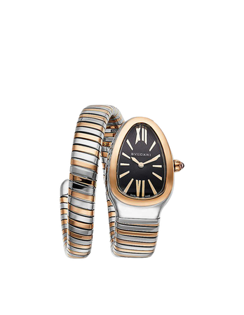 BVLGARI - Serpenti 18ct pink-gold and stainless steel watch | Selfridges.com