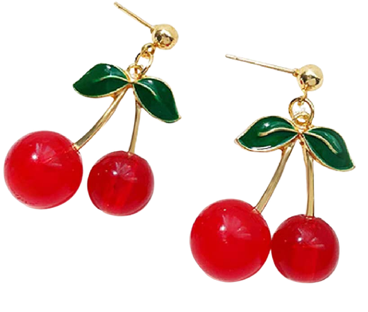 Amazon.com: KaFu Handmade creative Light weight Fruits earring 18K Gold Plated Sweet and Lovely Cherry Tassel Dangle Drop Earrings For Women Girls (Cherry earrings-1): Clothing, Shoes & Jewelry