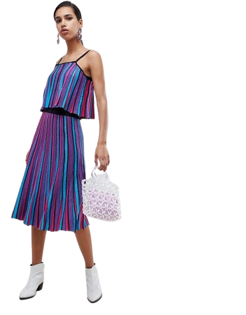 ASOS DESIGN | ASOS DESIGN vertical stripe midi skirt in metallic yarn