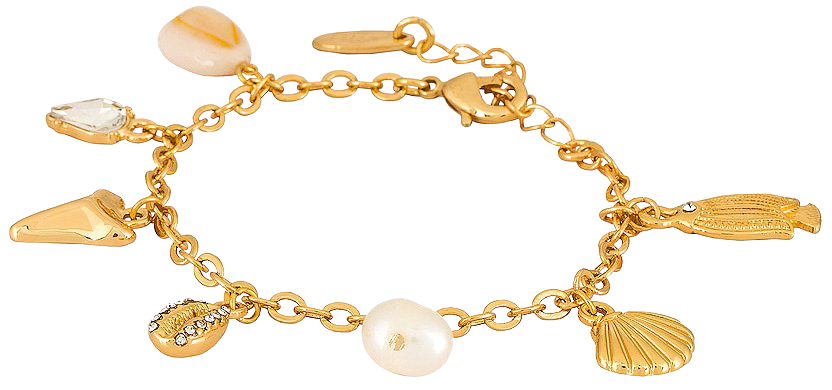 Ettika Shell Charm Bracelet in Gold | REVOLVE