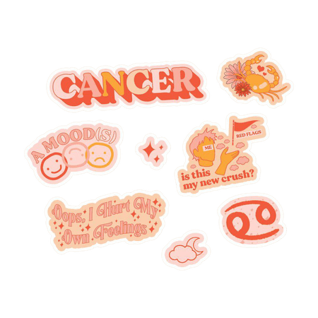 Funny Cancer Zodiac Vinyl Sticker Set | Etsy