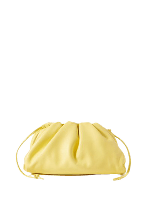 The Pouch Small Gathered Leather Clutch - Pastel yellow
