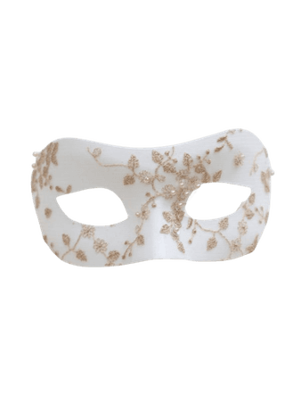 Beautiful White & Gold Blossom Bridal Masquerade Mask