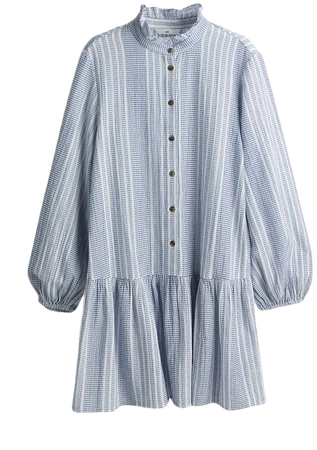 Ruffle-collar Dress - White/blue striped - Ladies | H&M US