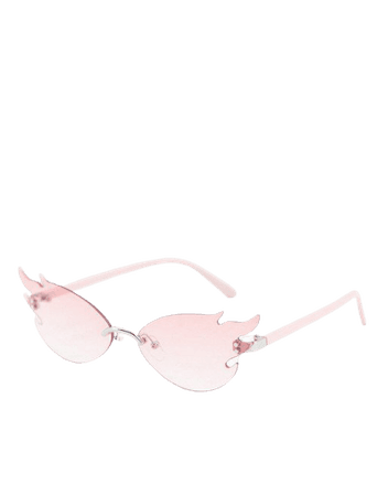 ASOS DESIGN rimless flame fashion glasses in pink lens | ASOS