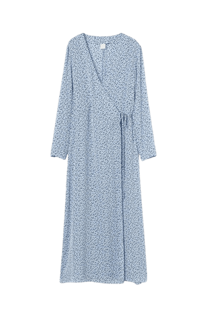 Calf-length Wrap Dress - Light blue/small flowers - Ladies | H&M CA