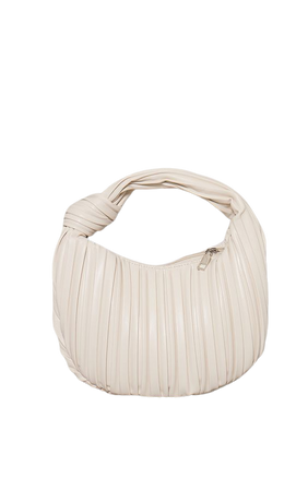 Cream Pleated Knot Handle Grab Bag | PrettyLittleThing USA