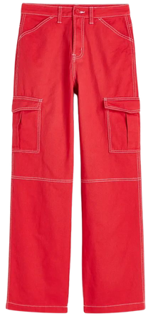 Twill Cargo Pants - Red - Ladies | H&M US