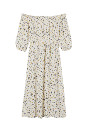 Off-the-shoulder Dress - White/floral - Ladies | H&M US