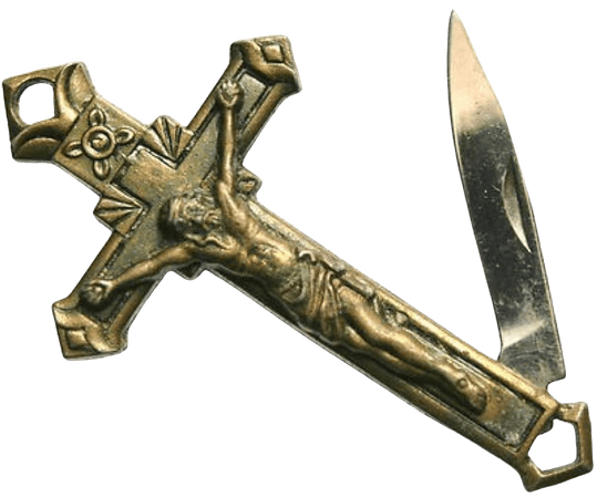 crucifix pocket knife