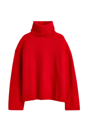Oversized Turtleneck Sweater - Red - Ladies | H&M US