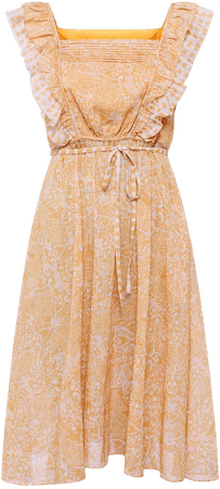 Adena Square Neck Lurex Mini Dress Oak Buff Multi– French Connection US