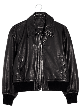 Washed Leather Crop Bomber Jacket