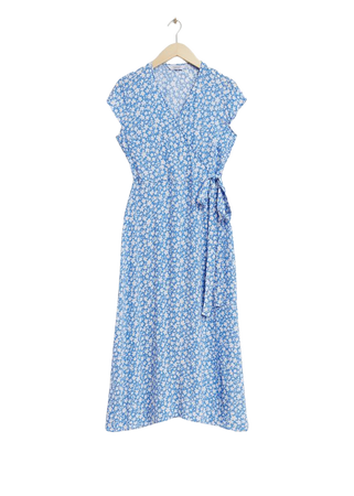Printed Midi Wrap Dress - Light Blue Floral - & Other Stories WW
