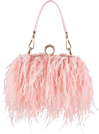 Amazon.com: Women Ostrich Feather Tote Bag Fluffy Purse Clutch Feather Evening Handbag for Wedding Anniversary Party (Pink) : Arts, Crafts & Sewing