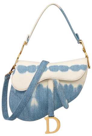 Saddle Bag with Strap Blue Tie-Dye Denim | DIOR