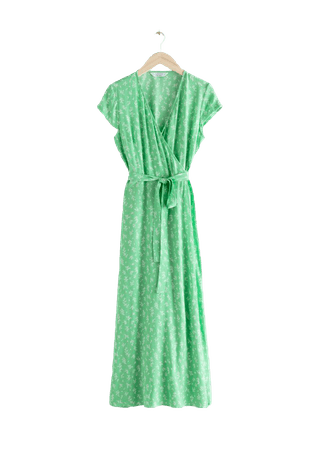 Floral Midi Wrap Dress - Green Floral - Maxi dresses - & Other Stories