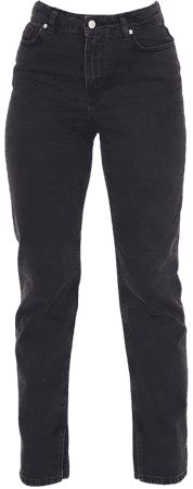 Organic Washed Black Long Leg Inside Split Hem Jeans - Jeans - Womens Clothing | PrettyLittleThing USA