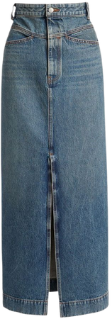 KHAITE High Waist slit-detail Denim Skirt - Farfetch