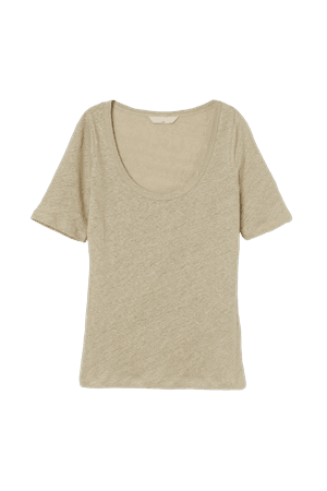 Linen T-shirt - Light sage green - Ladies | H&M US
