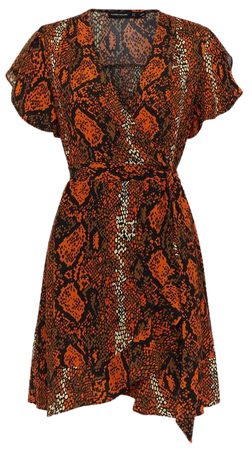 Spicy Snake Short Wrap Dress | Karen Millen