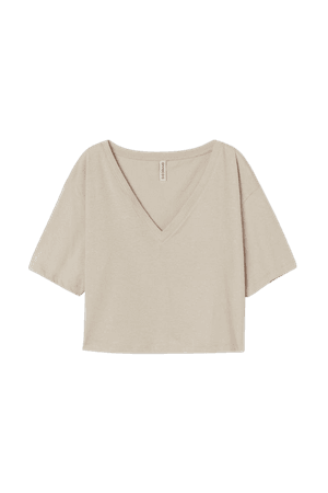 Crop T-shirt - Light beige - Ladies | H&M US