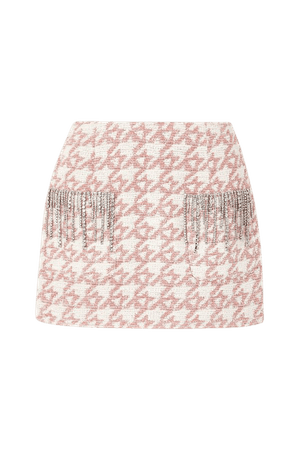 Pink Crystal-embellished metallic houndstooth tweed mini skirt | AREA | NET-A-PORTER
