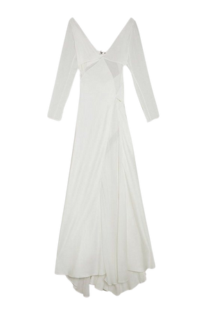 Petite Ooto Sheer Panneled Long Sleeve Woven Maxi Dress | Karen Millen