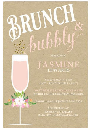 Brunch and bubbly bridal shower Invites